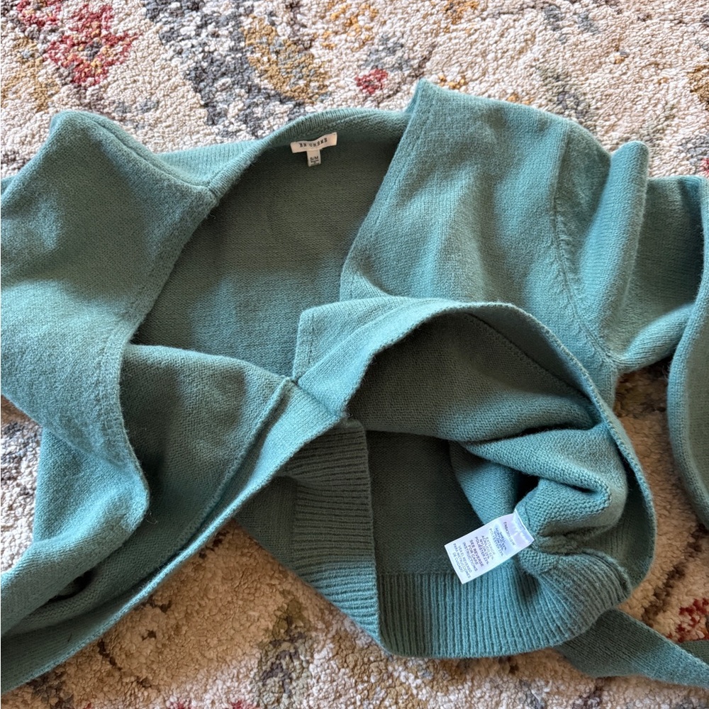 Dusty Teal Wrap Sweater - Picture 15 of 17
